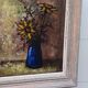 Bouquet de fleurs expressionniste dans un vase bleu vers 1960; 1970