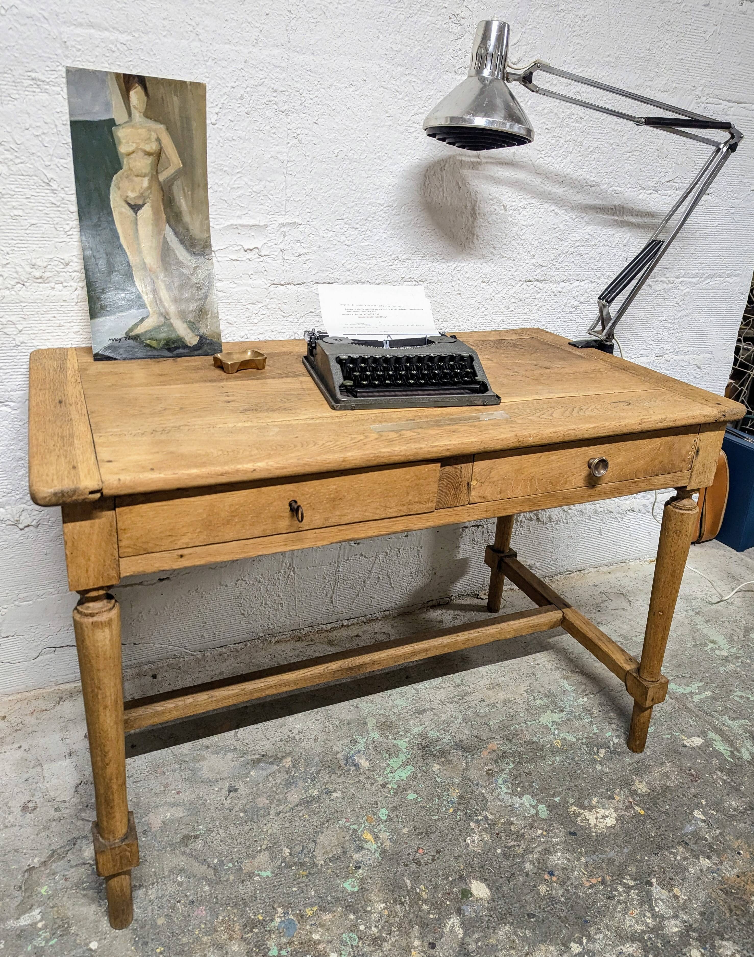 Bureau en chêne 2 tiroirs