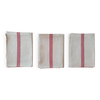 Set of 3 vintage linen-cotton tea towels 93x54cm