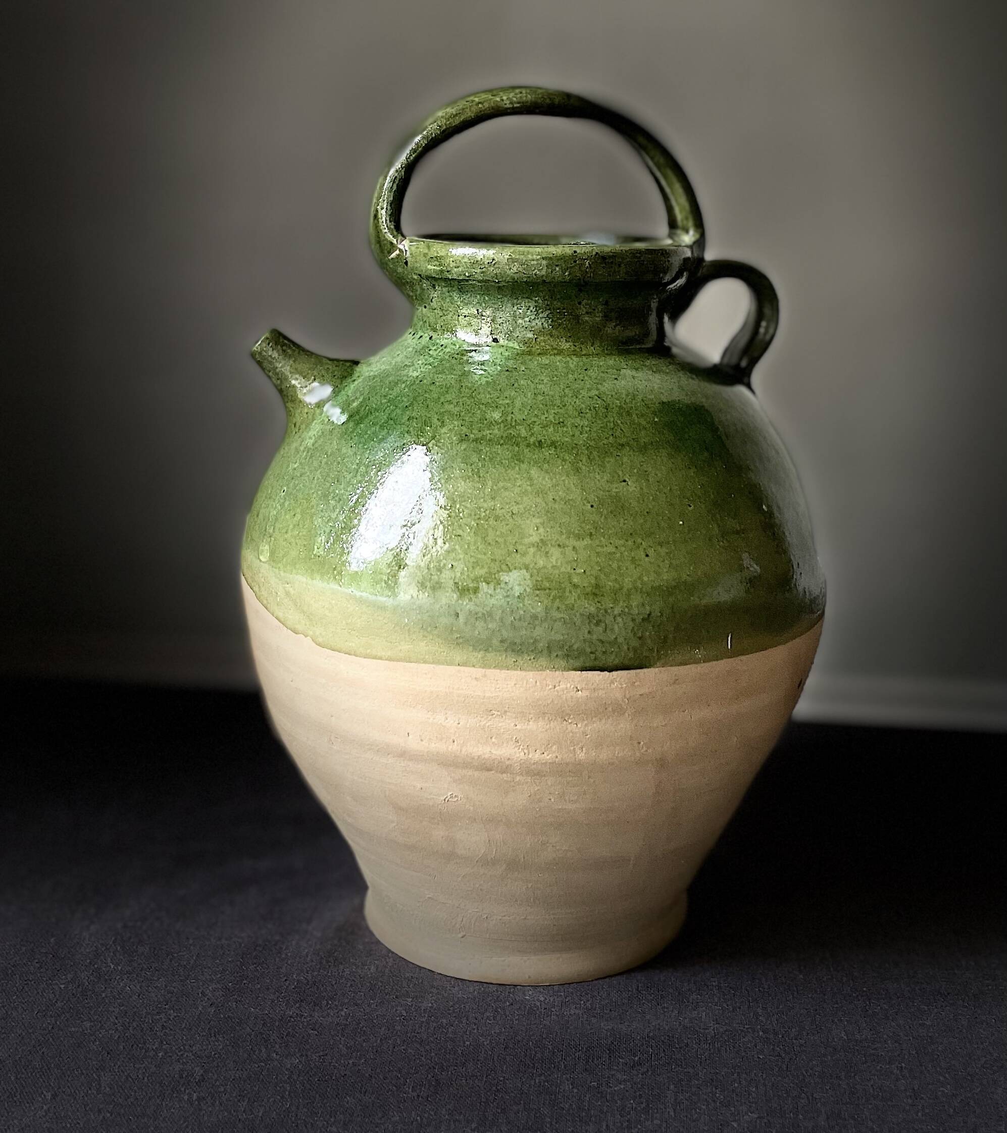 Green terracotta jar