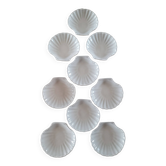 9 scallop shells in glazed stoneware