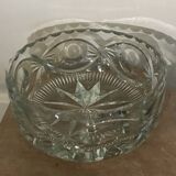 FRUIT CUTTER, SALAD BOWL in Solid CRYSTAL decorated with Hand-Cut PATTERNS