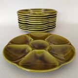 10 oyster plates in Gien slip