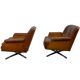 Paire de fauteuils pivotants vintage en cuir cognac par Eugen Schmidt