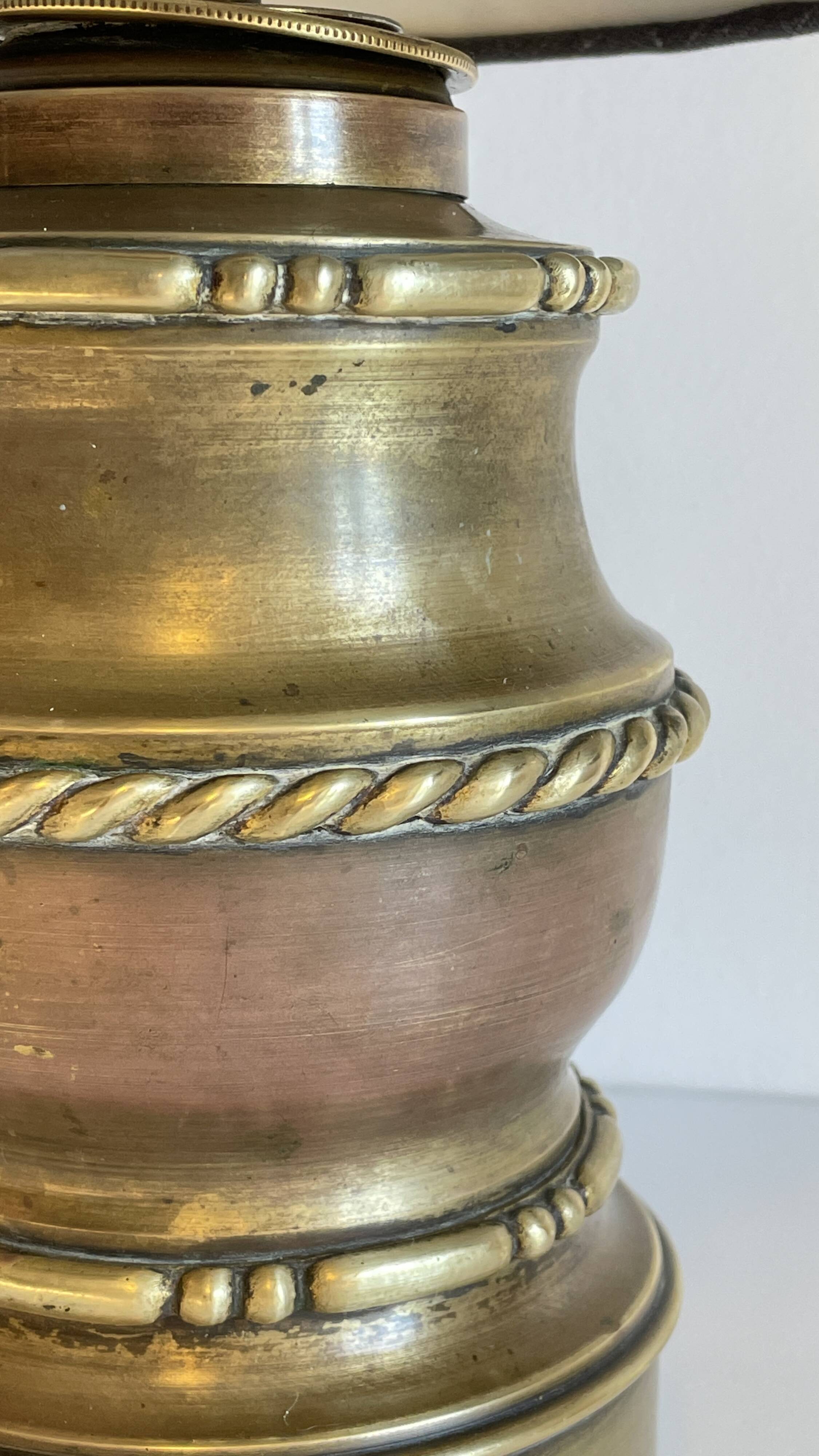Chic brass lamp and vintage fabric
