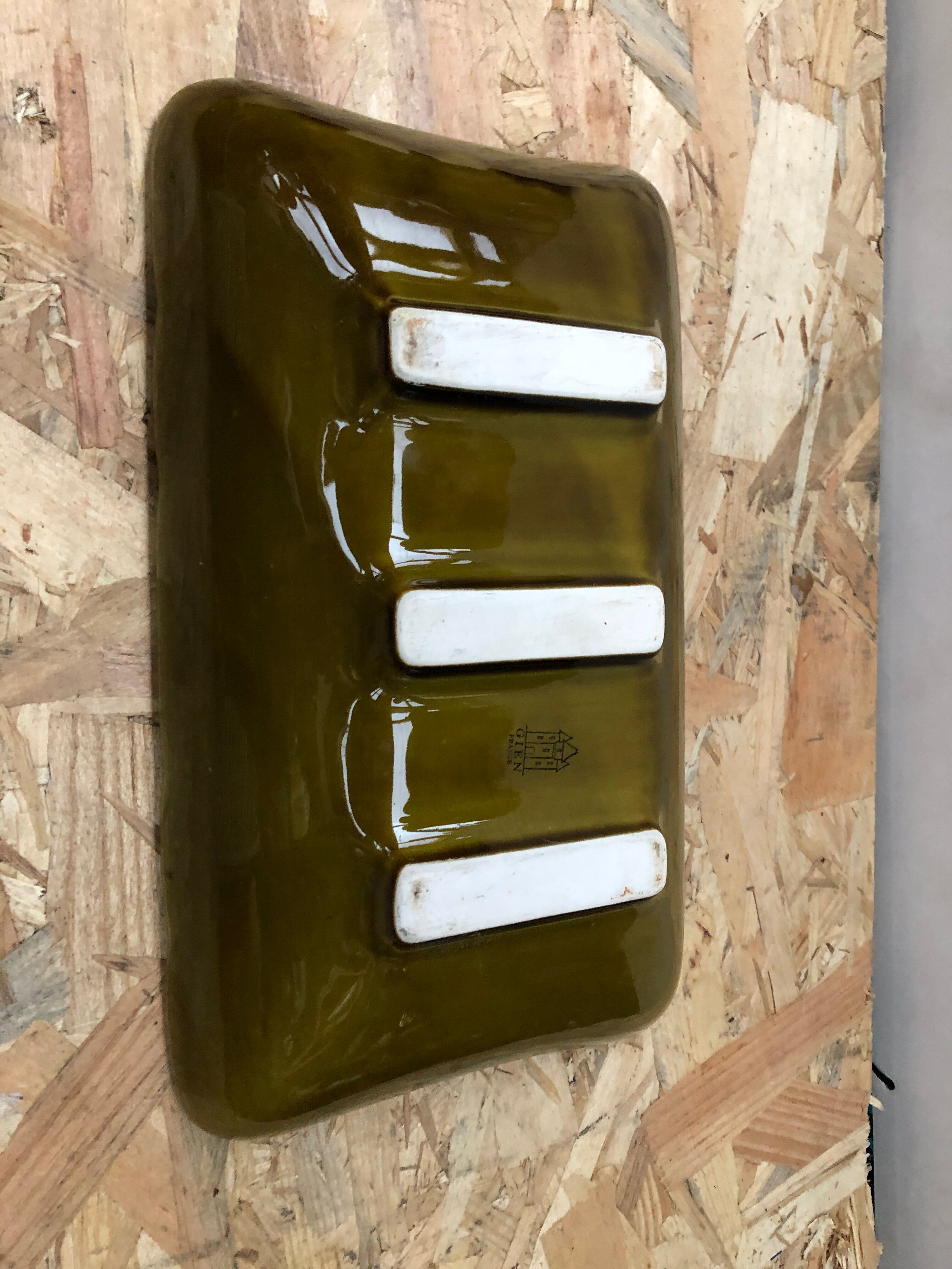 Flat lot + 4 old asparagus plates gien ceramic green vintage