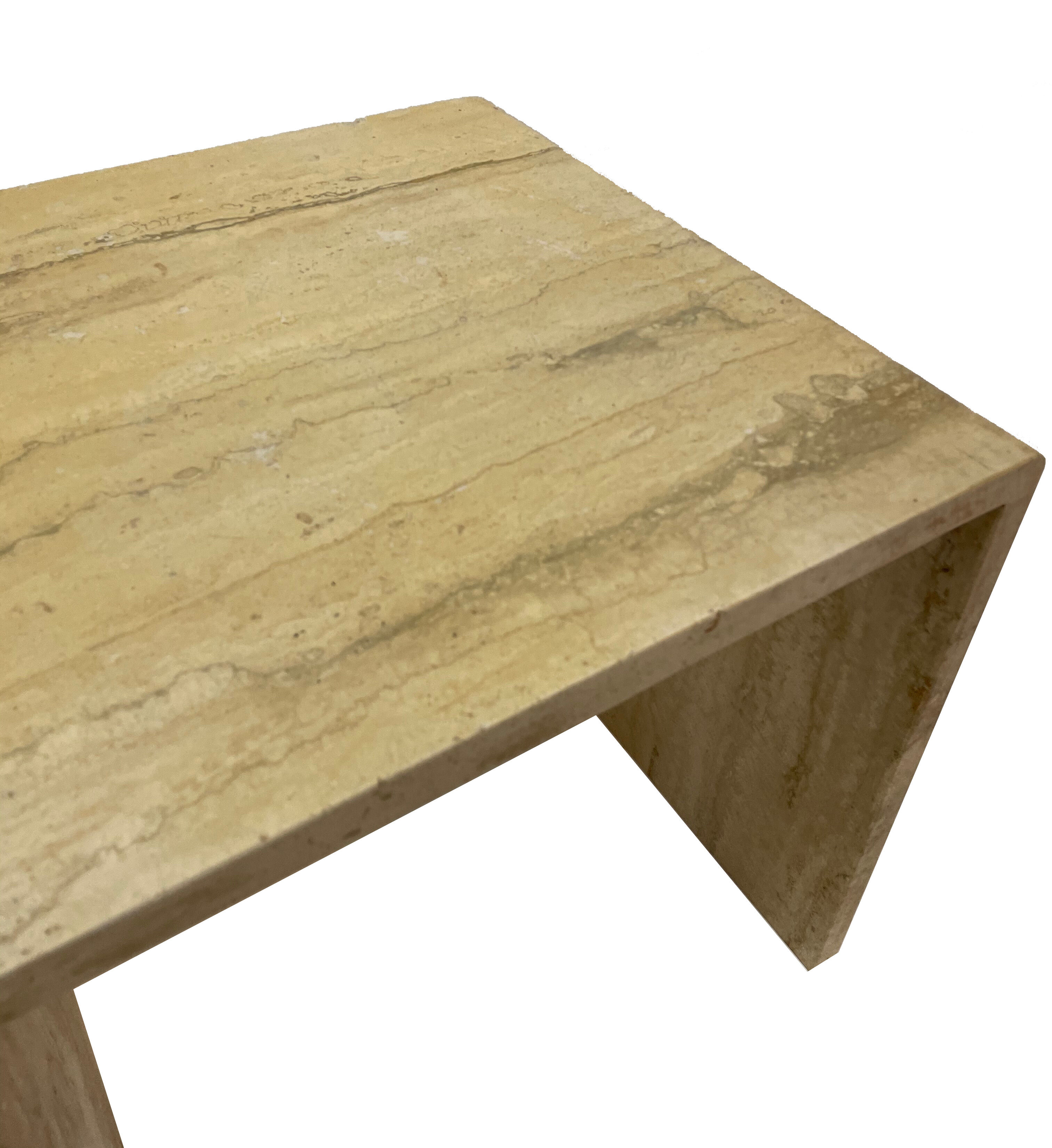 Italian travertine pull out tables, 1970