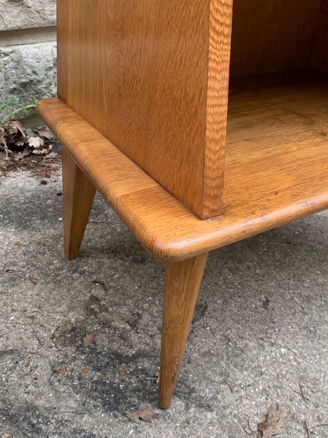 Pair of bedside feet compass solid oak vintage 1950