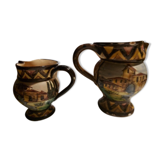 2 Lugano earthenware pitchers