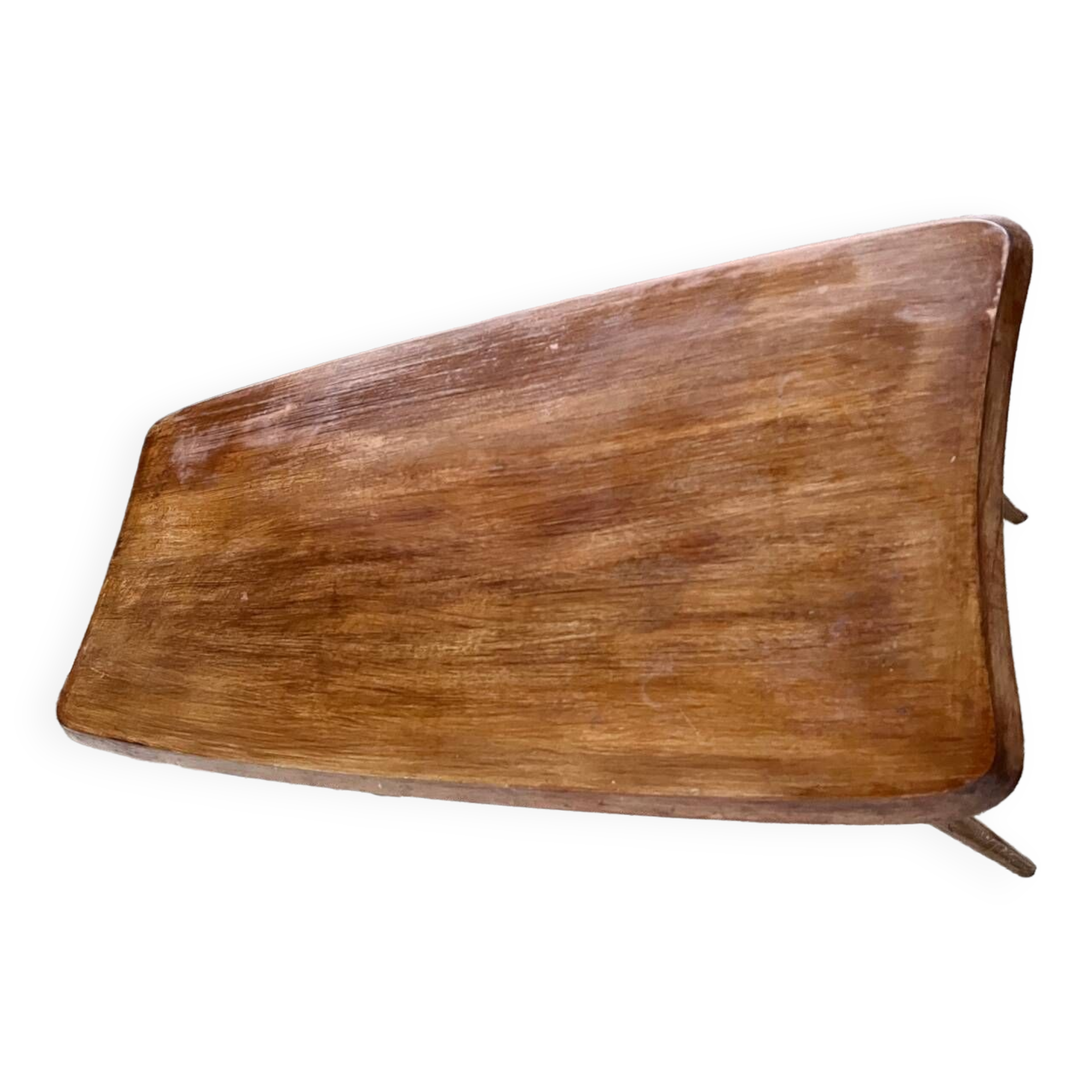 Oak coffee table, foot, compass. rockets. free form vintage old