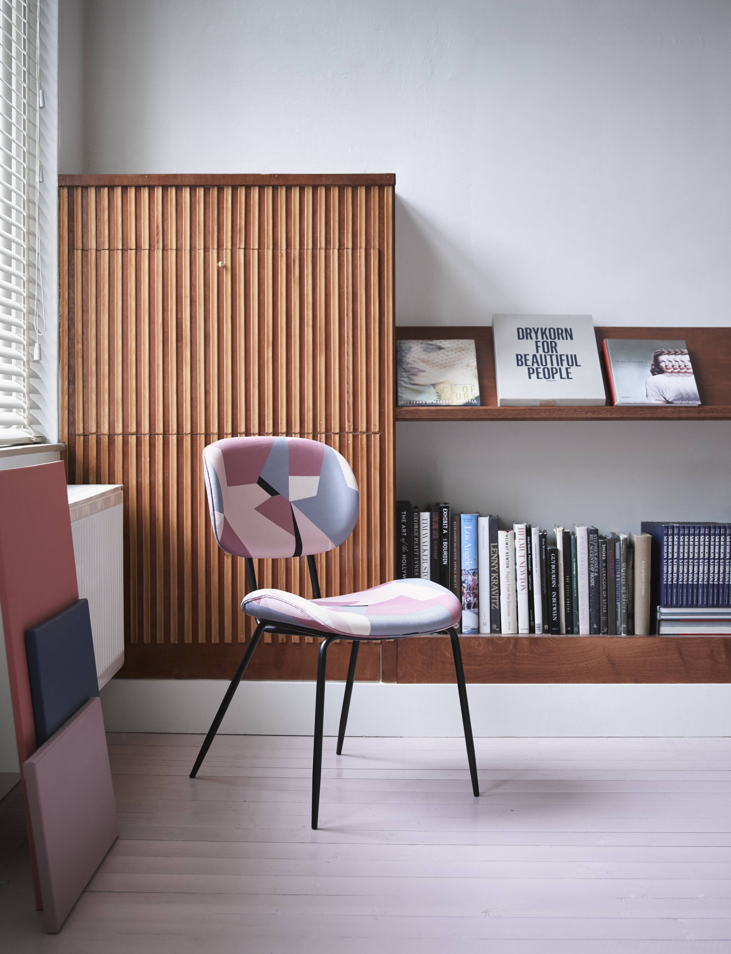 Pink patterned fabric chair