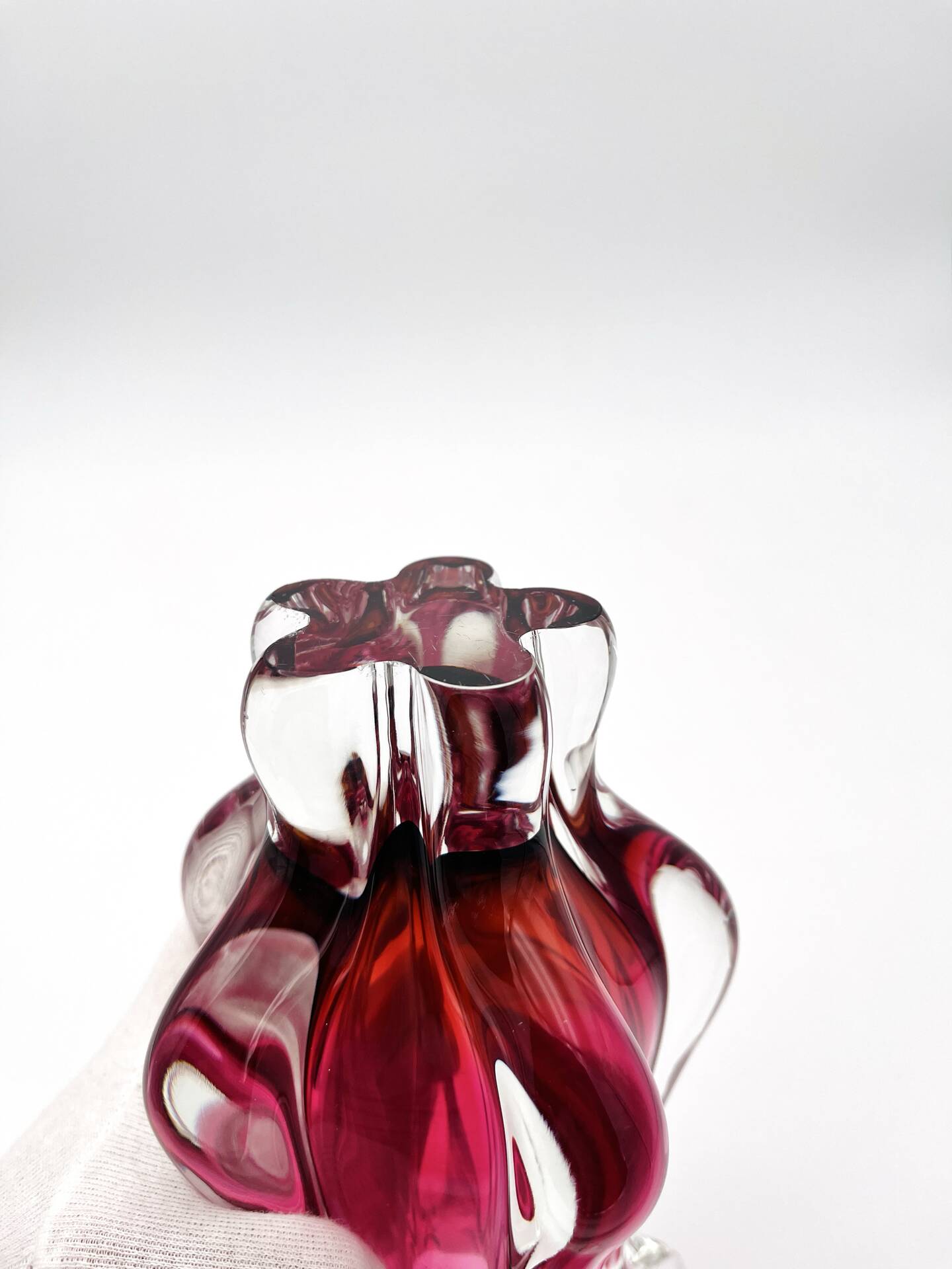 Organic Art Vase Josef Hospodka - Sommerso Ruby/Mandarin