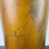 Art Nouveau vase in gilded ceramic and terracotta signed Desrousseaux France