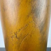 Art Nouveau vase in gilded ceramic and terracotta signed Desrousseaux France