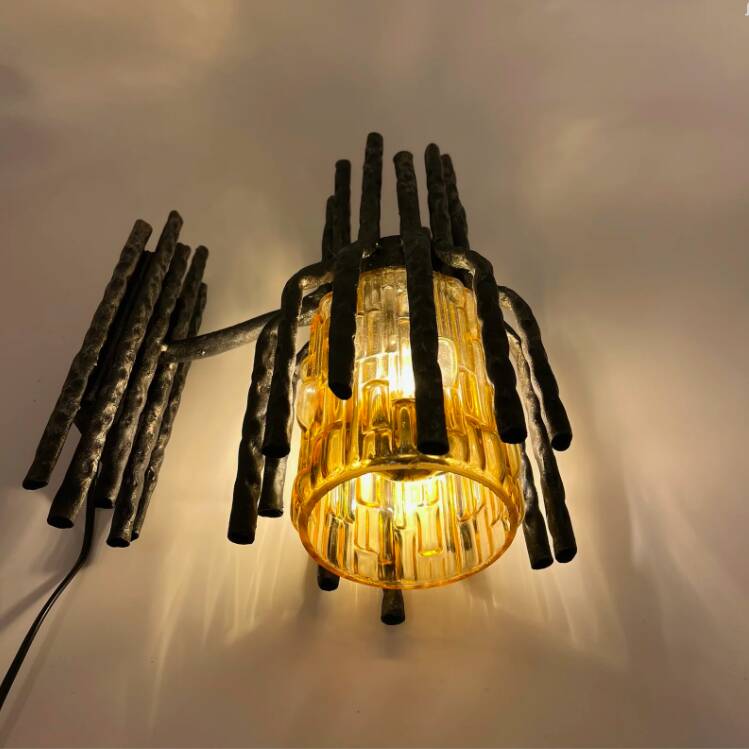 Pair of brutalist wall lights by Marcello Fantoni, 1960s