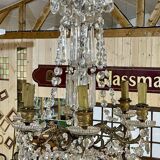 6-light crystal and bronze chandelier - 19th century