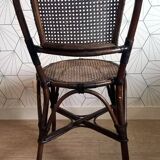 Pair of vintage bistro chairs in bamboo and canework