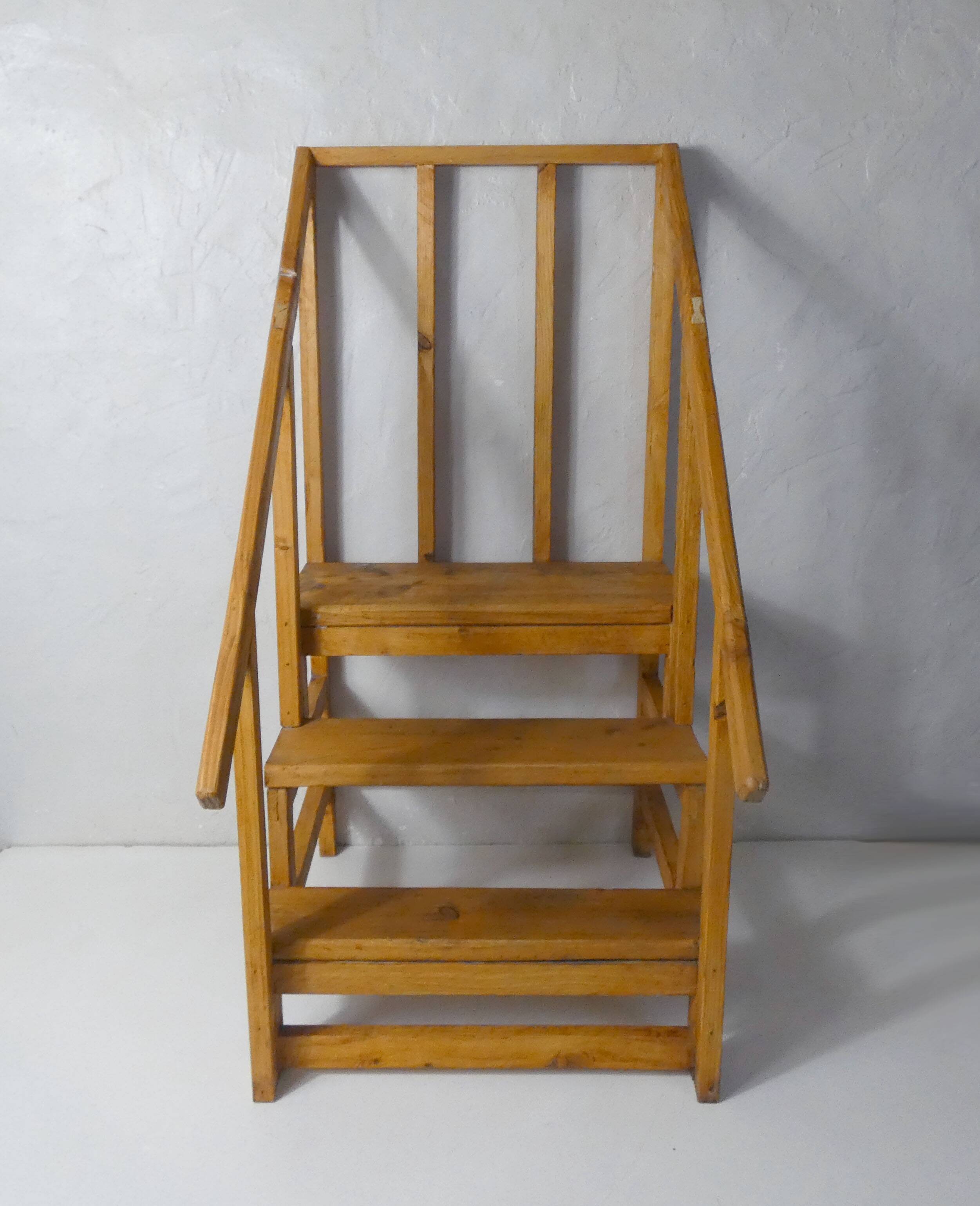 vintage wooden library staircase