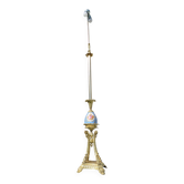 Lampadaire bronze et porcelaine bleue début XXème