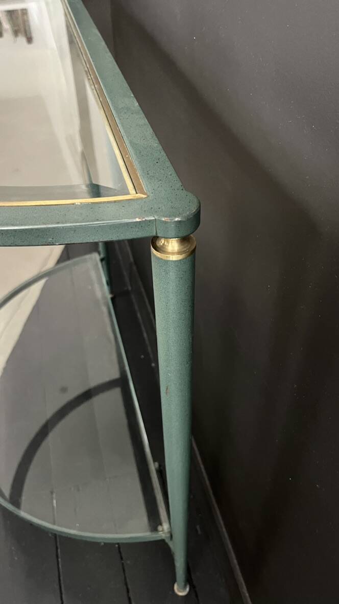 Half-moon console in glass and metal