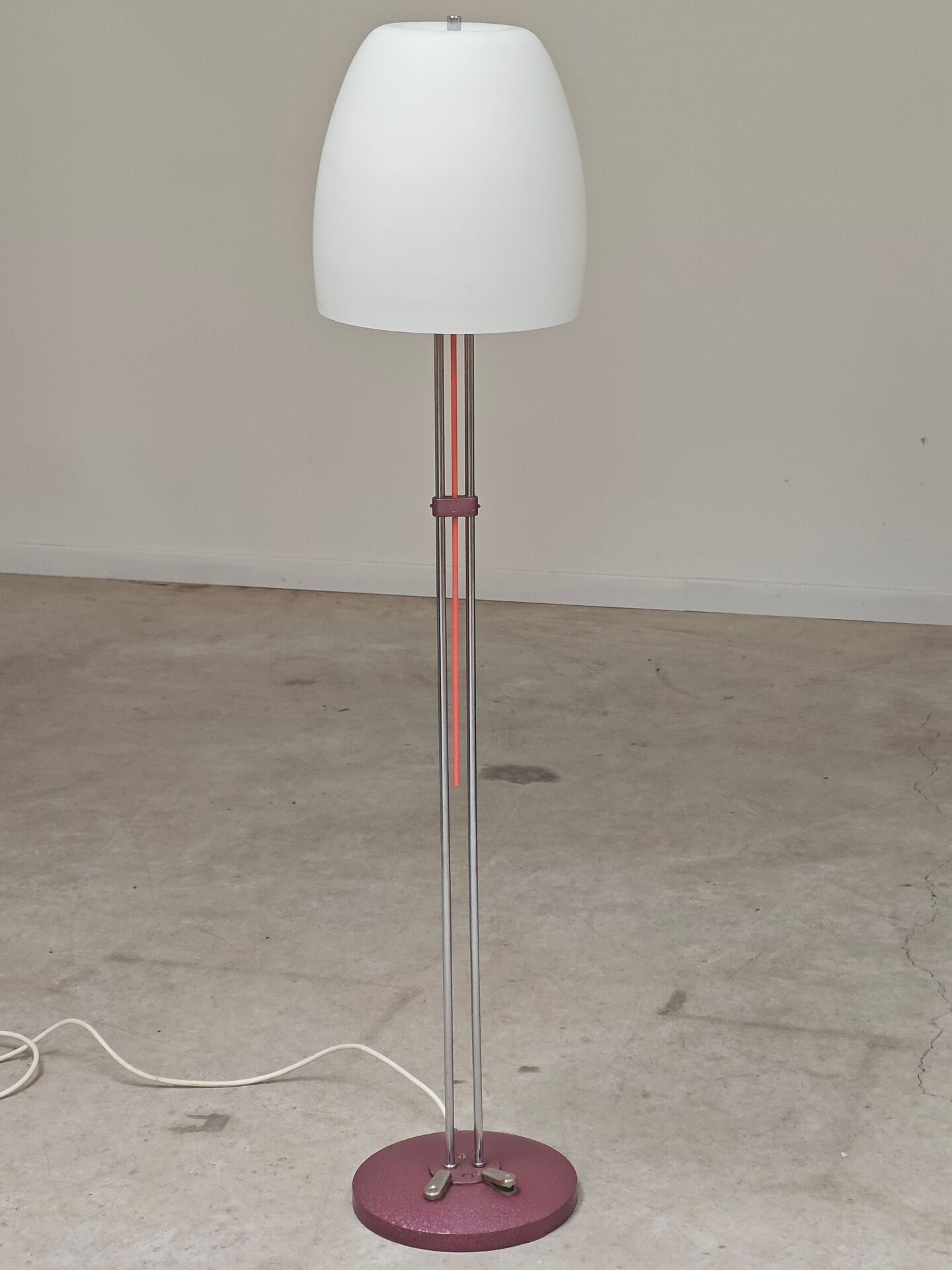 Chrome metal floor lamp opaline triplex Lidokov ex Czechoslovakia