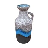 Ceramic vase with handle, fat lava, Strehla Keramik, Germany, 1970s.
