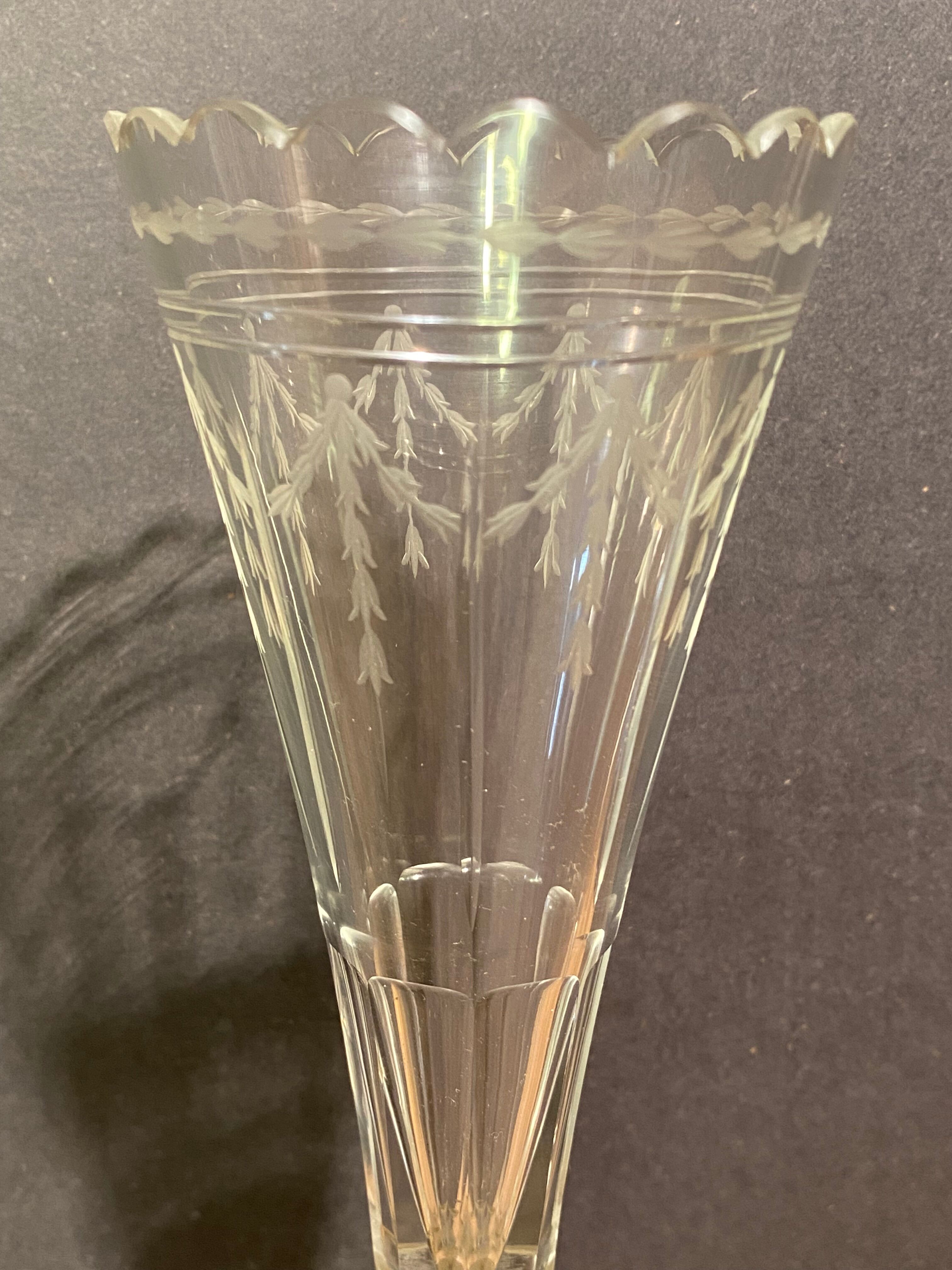 Cone vase, cut crystal bouquet (most certainly baccarat, saint louis)
