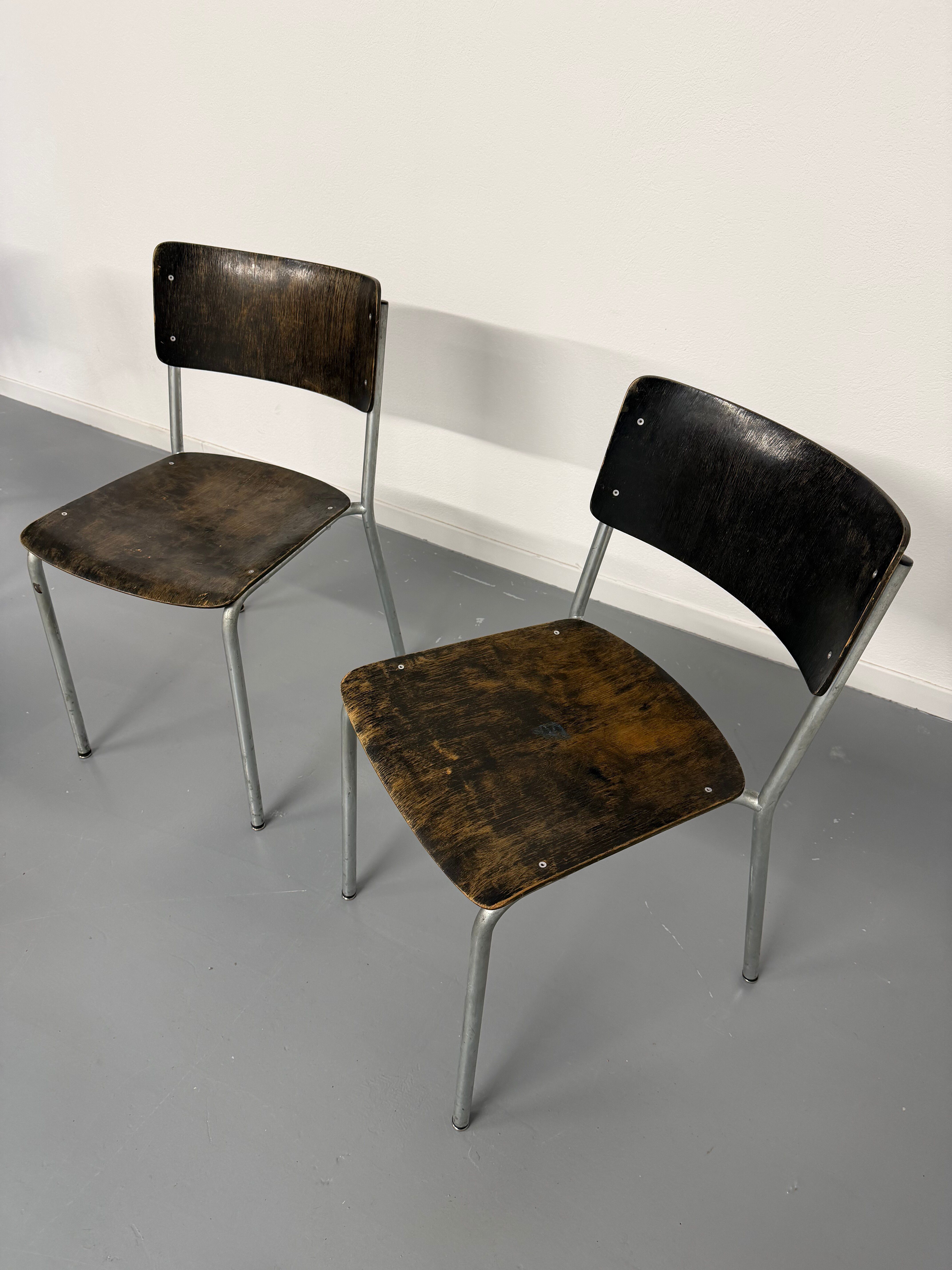 Set of 6 stackable chairs designed by Gustav Hassenpflug, Bauhaus, 1940s.