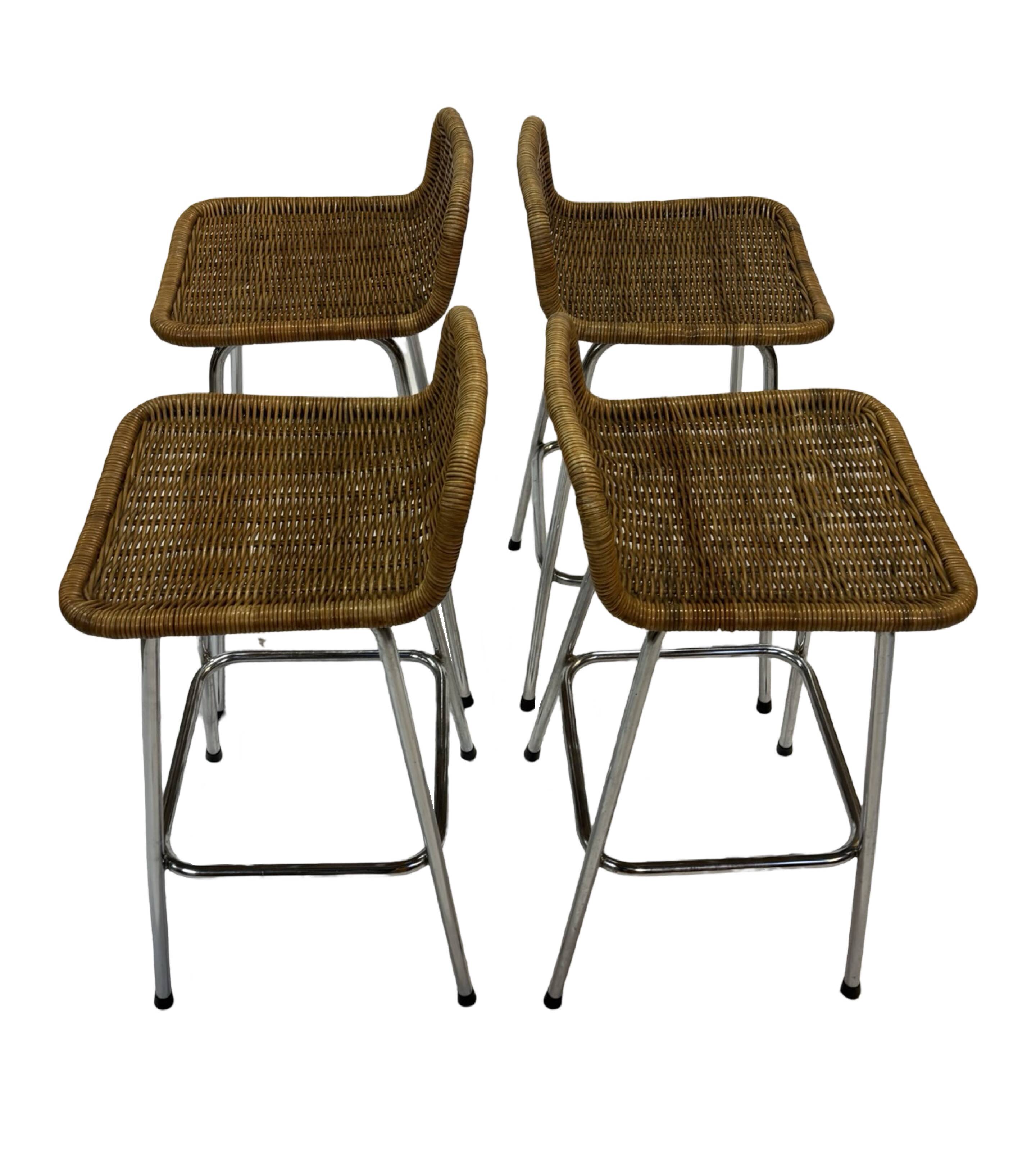 Set of 4 vintage bar stools Dirk van Sliedregt Rohe Noordwolde 1960's