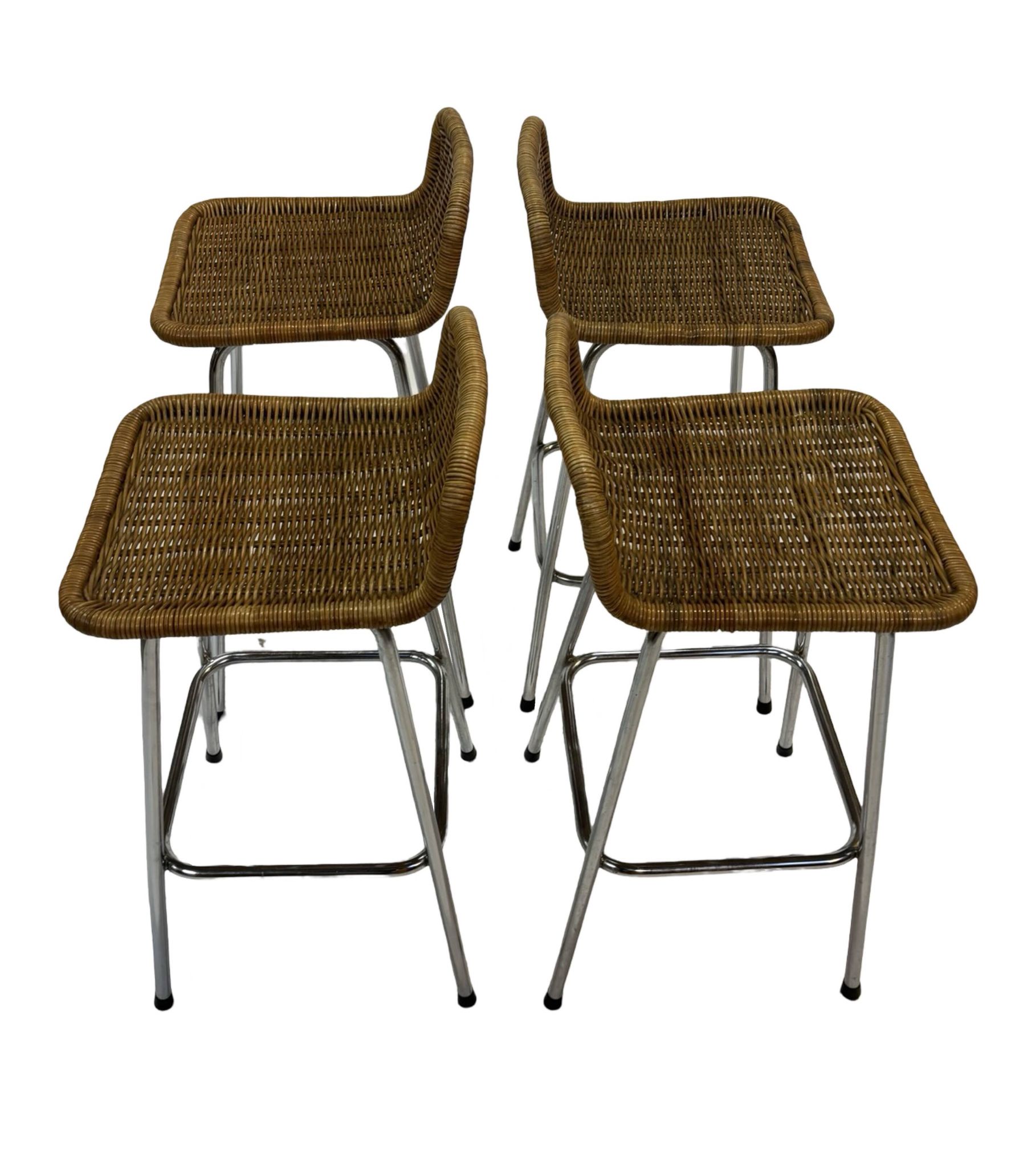 Set of 4 vintage bar stools Dirk van Sliedregt Rohe Noordwolde 1960's