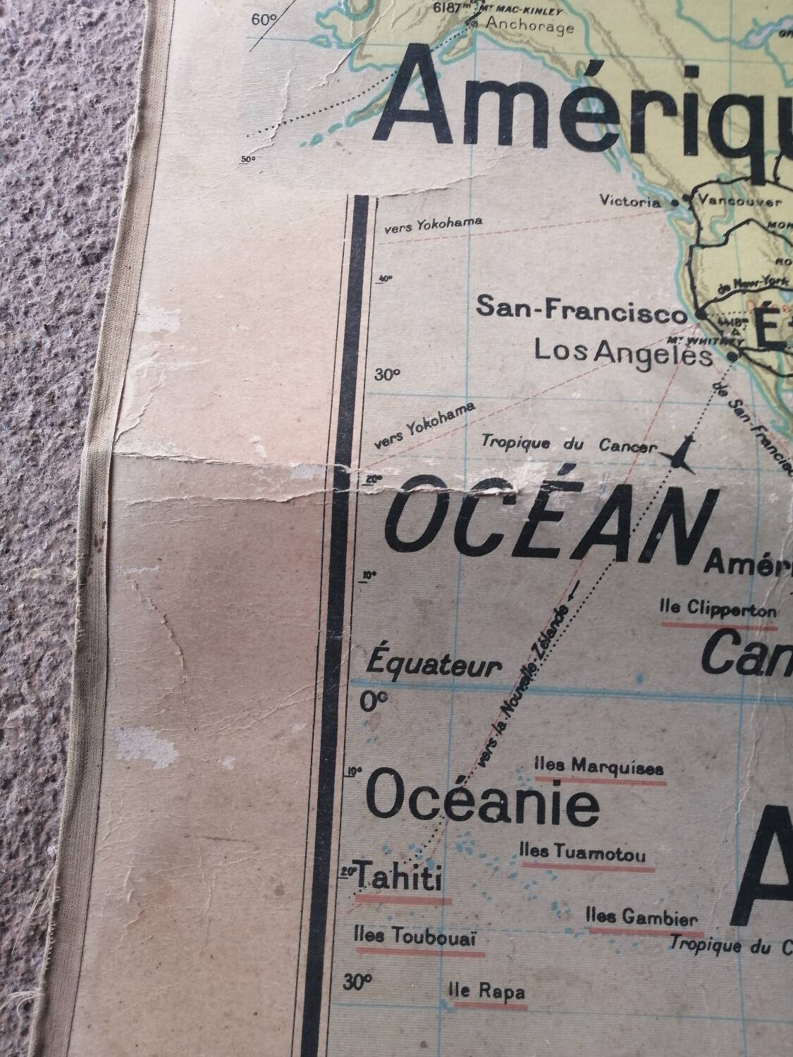 Old map Vidal Lablache 22 Community planisphere - 1950
