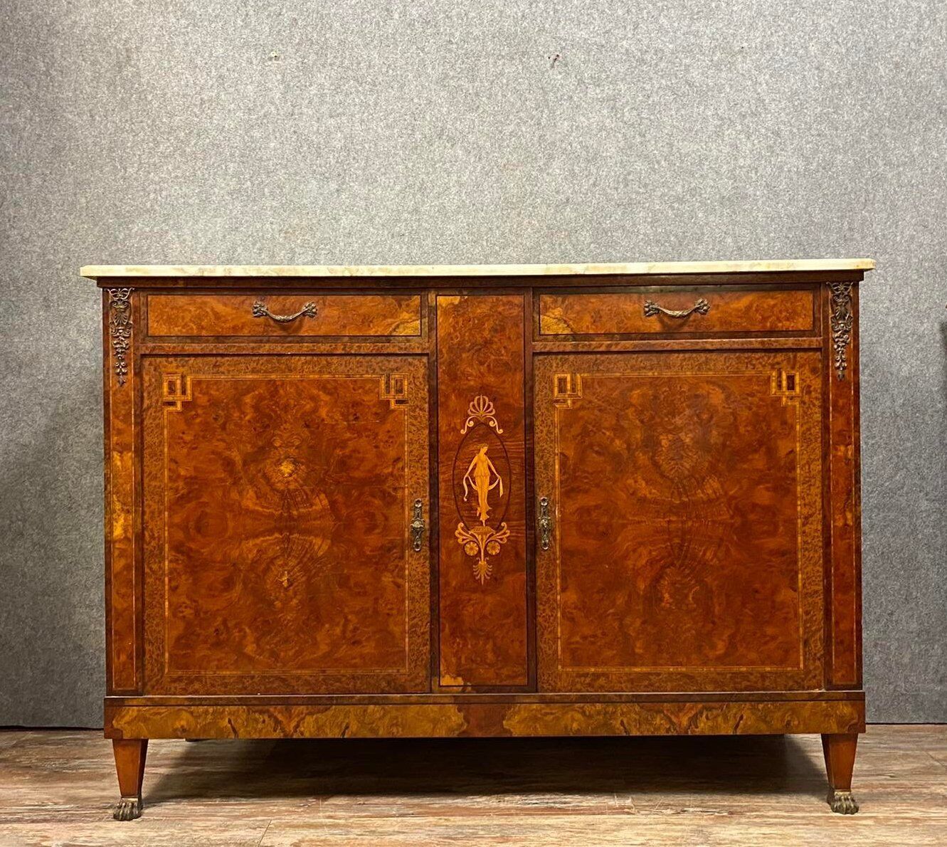 Empire / charles x buffet in noble wood marquetry around 1850