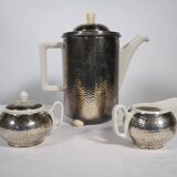 Service à thé Art déco par Hutschenreuther avec placage en argent WMF, années 1930