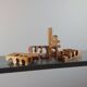 Vintage postmodern wooden puzzle sculpture by Gunnar Kanevad