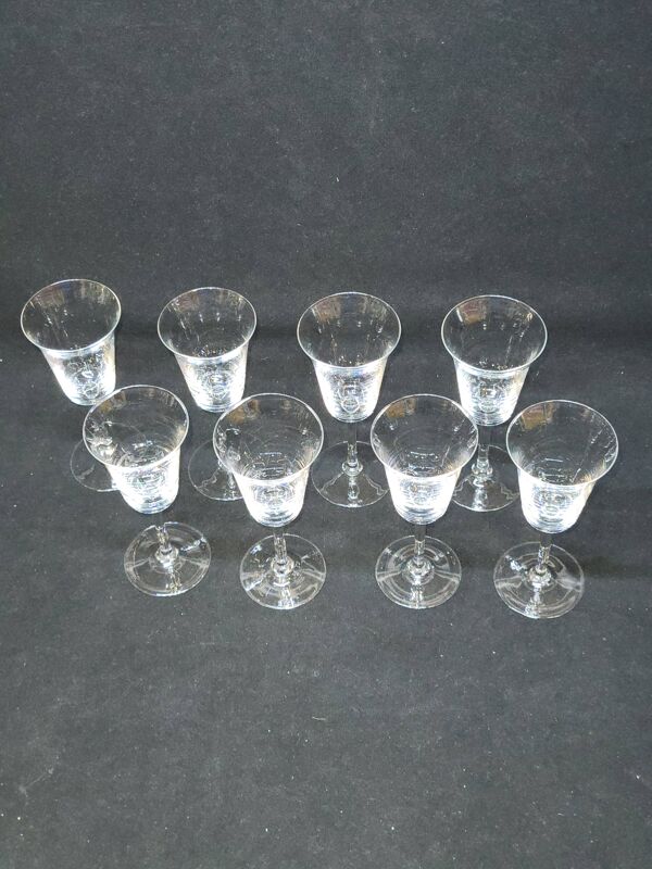 8 verres à pied en cristal fin à porto ou liqueur - Baccarat / Saint louis