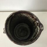 Brown grey enamelled stoneware pitcher