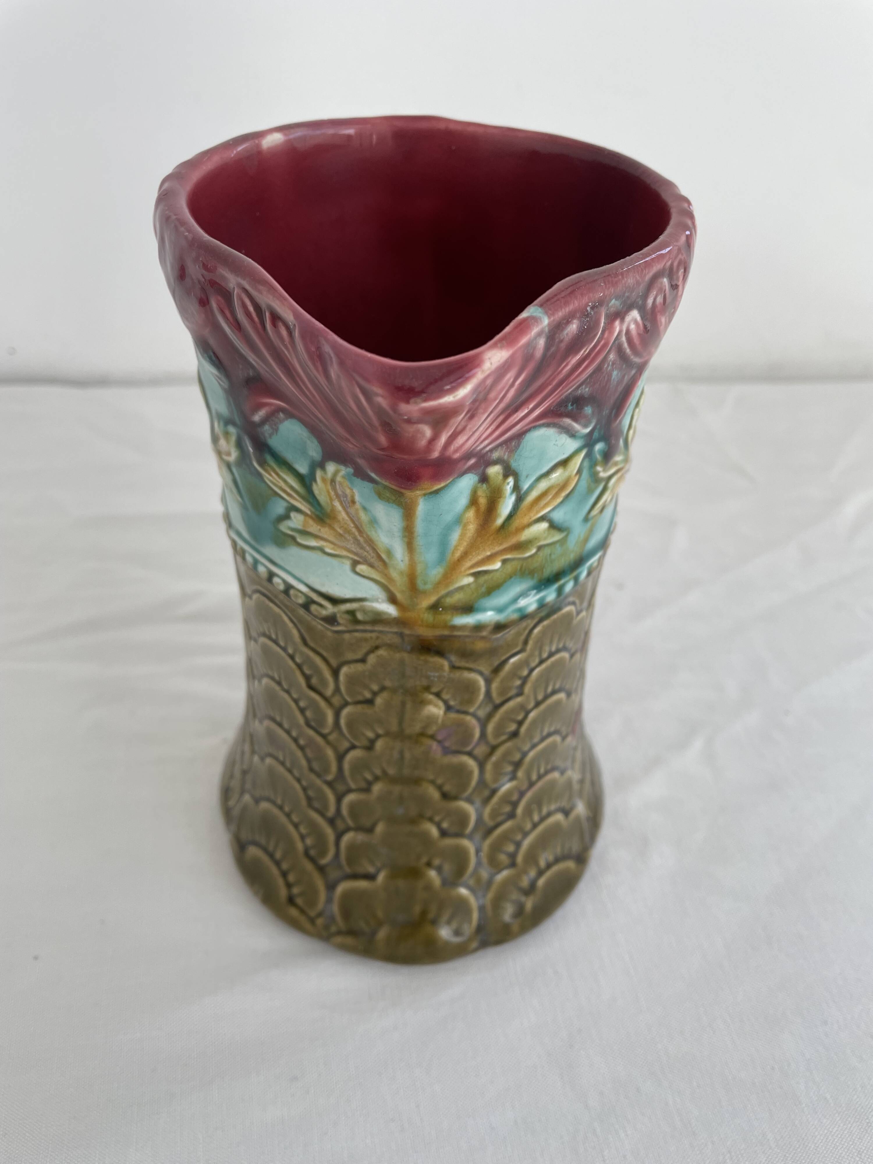 Slip pitcher, Orchies, jug, majolica, earthenware, floral decoration