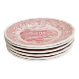 6 Italian English porcelain dessert plates: Swiss Landscape