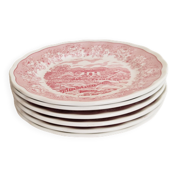 6 Assiettes à dessert en porcelaine  anglaise Italienne : Swiss  Landscape