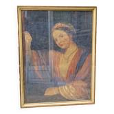 Pastel orientaliste, femme au turban, signé Wolff