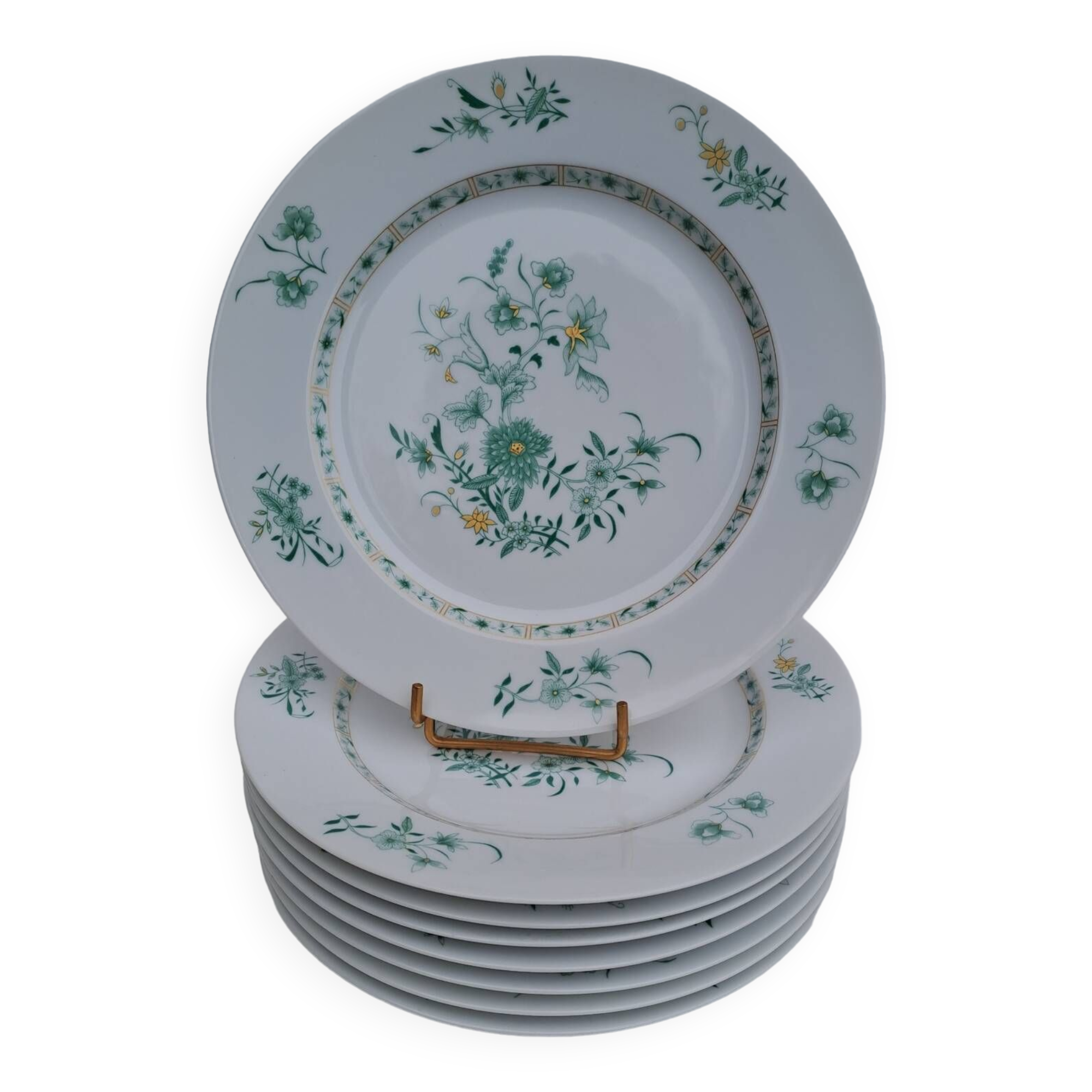 8 flat plates in Limoges Bernardaud porcelain model Beijing