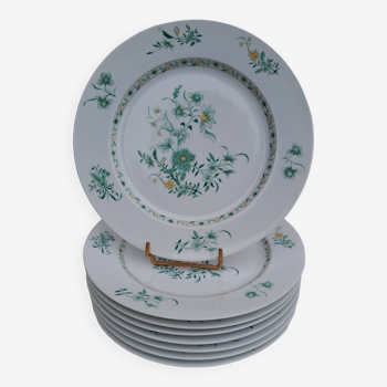 8 assiettes plates en porcelaine de Limoges Bernardaud modèle Pékin