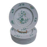 8 flat plates in Limoges Bernardaud porcelain model Beijing