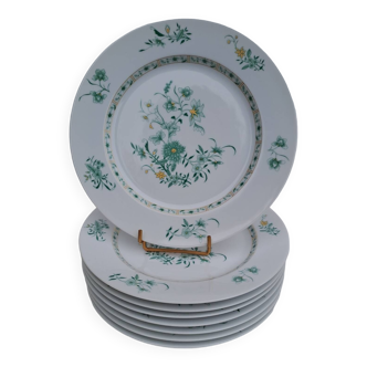 8 flat plates in Limoges Bernardaud porcelain model Beijing