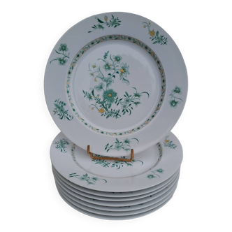 8 assiettes plates en porcelaine de Limoges Bernardaud modèle Pékin