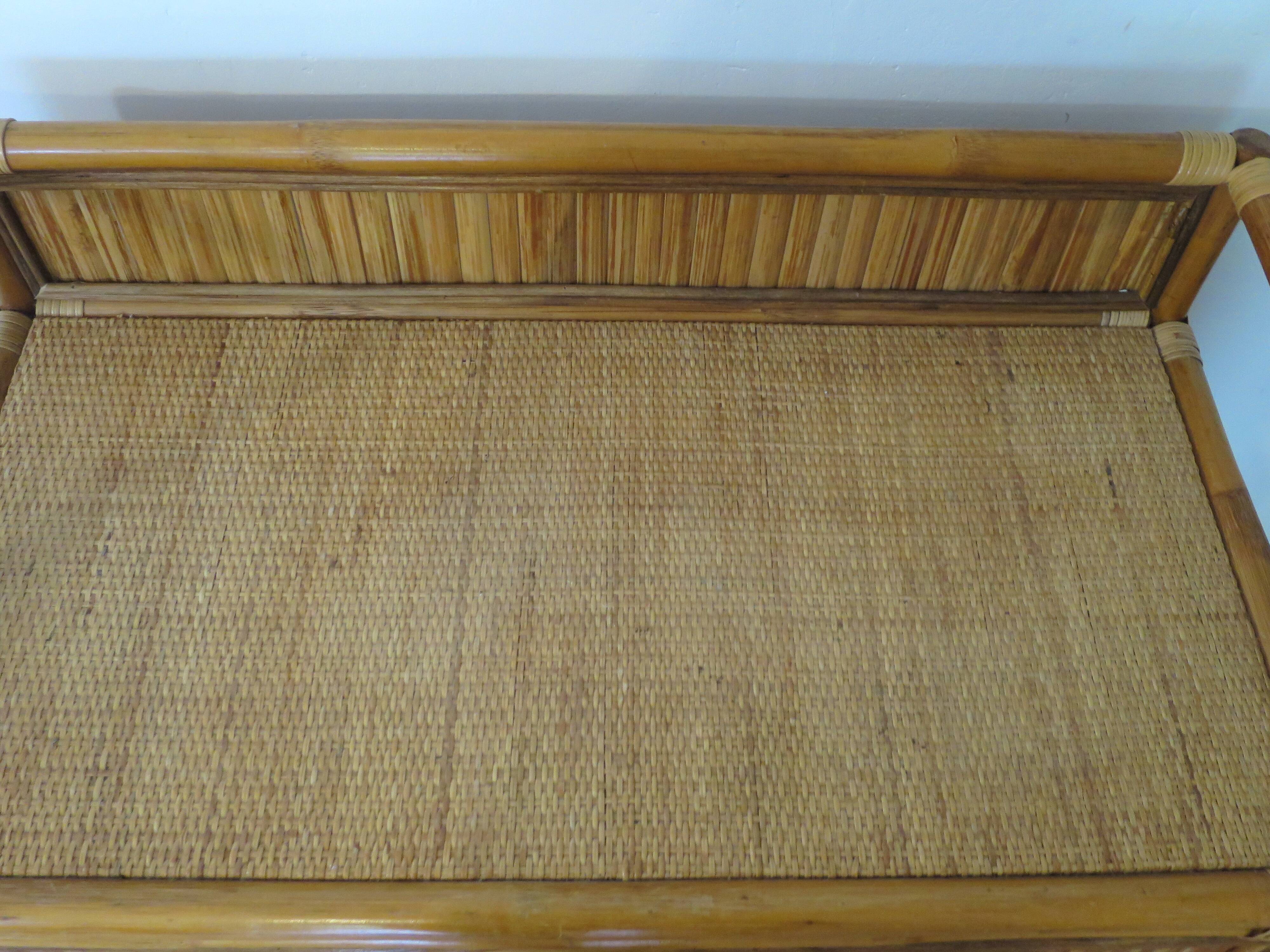 Vintage console/desk made of natural woven rattan, 1960s