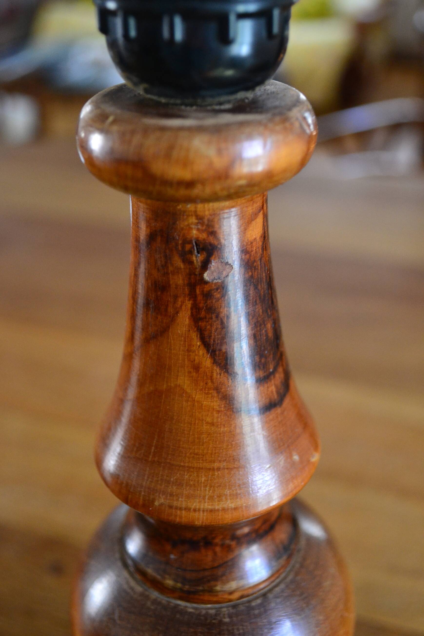 Vintage turned wooden lamp