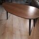 asymmetrical coffee table (free form) 1960 a 70 , plate blond foot conical foot 90x42xh49
