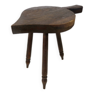 Tabouret brutaliste en bois massif