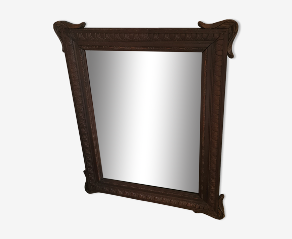 Cadre avec miroir au mercure bois marron 72 X 58cm